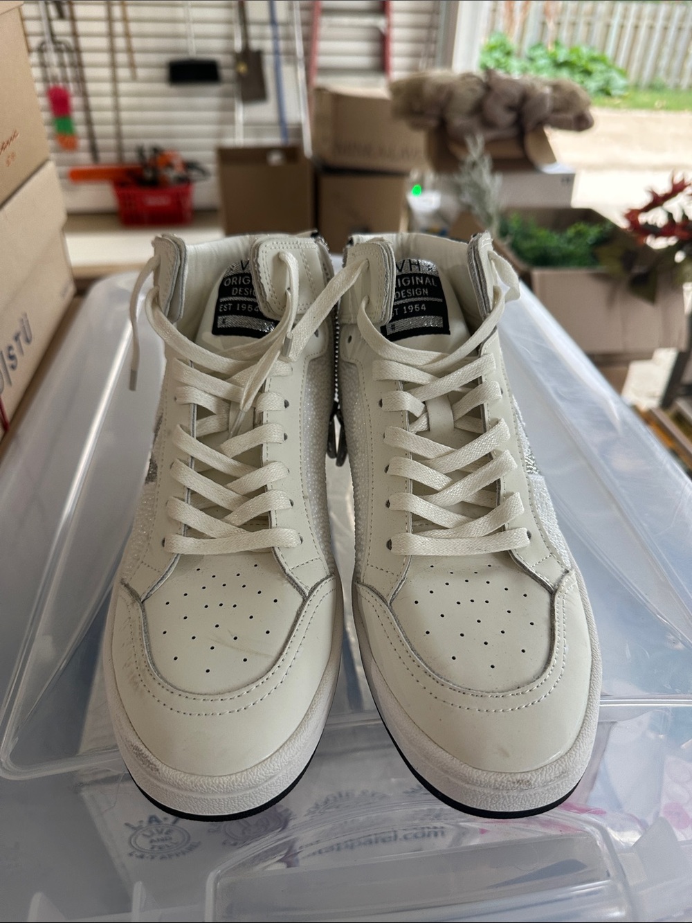 Vintage Havana Cream High-Top Sneakers